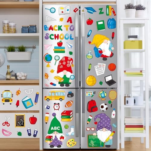 100 Pieces Double-Sided Back to School Gnome Theme Window Clings - Classroom Stickers and Decals for Glass Summer Decor