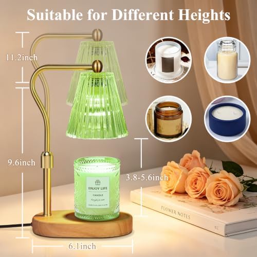 Green Candle Warmer Lamp with Timer Dimmer Adjustable Height,Birthday Gifts for WomenElectric Wax Warmer Vintage Home