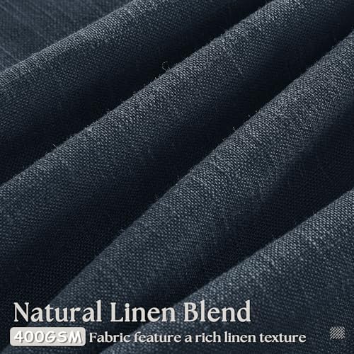 TWODRAPES Navy Blue Linen Pinch Pleated Curtains 96 Inches Long 2 Panels