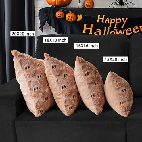 Halloween Pillow Covers 18x18 Set of 2 Brown Ghost Farmhouse Home Decor