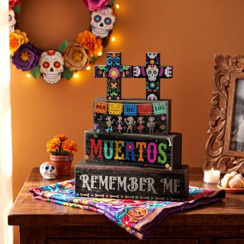Moucuny 4 Pcs Day of the Dead Table Decor Dia De Los Muertos Decoration