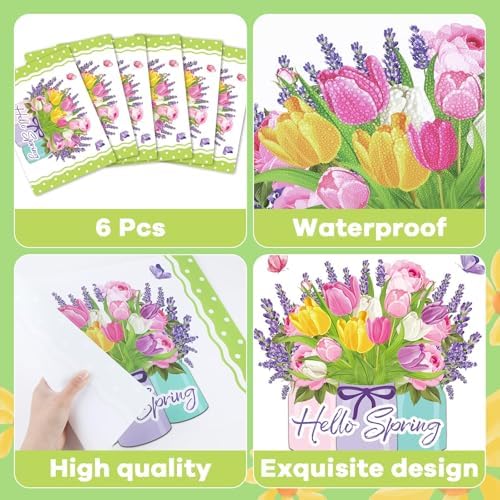 Spring Placemats Set of 6 Tulip Vase Plastic Table Mat 17×13×0.04in