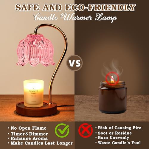 Funistree Flower Candle Warmer Lamp with Timer, Dimmable Candle Lamp Warmer, Christmas Birthday Gifts for Women Mom