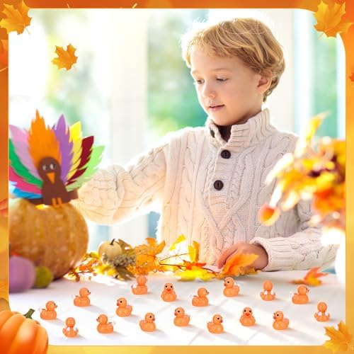 50 Pcs Thanksgiving Resin Ducks Dressed As Turkeys