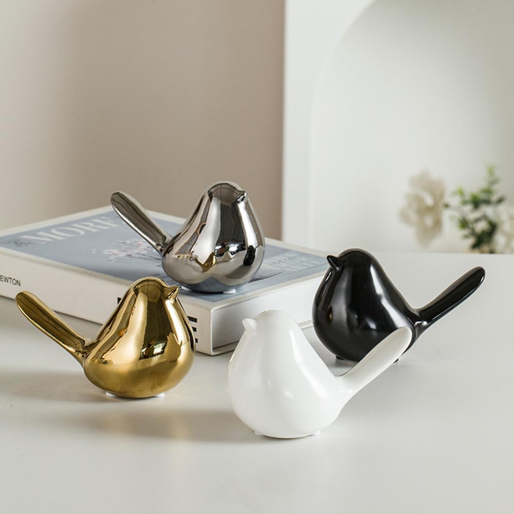 Ceramic Birds Figurines Home Decor / Gold / Set of 2