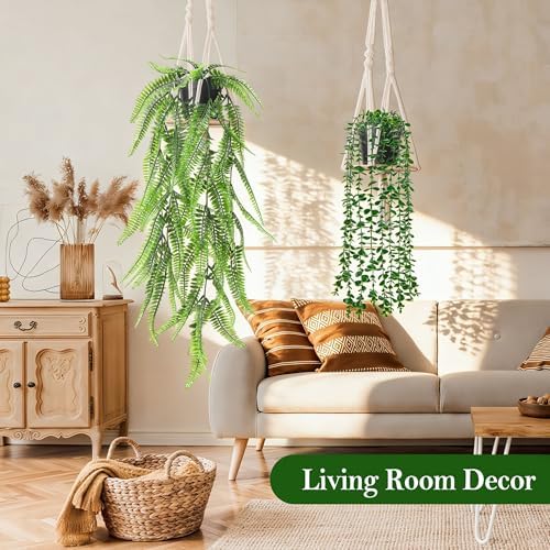 Der Rose 8Pcs Artificial Hanging Plants for Fuller Layered Wall Shelf Decor
