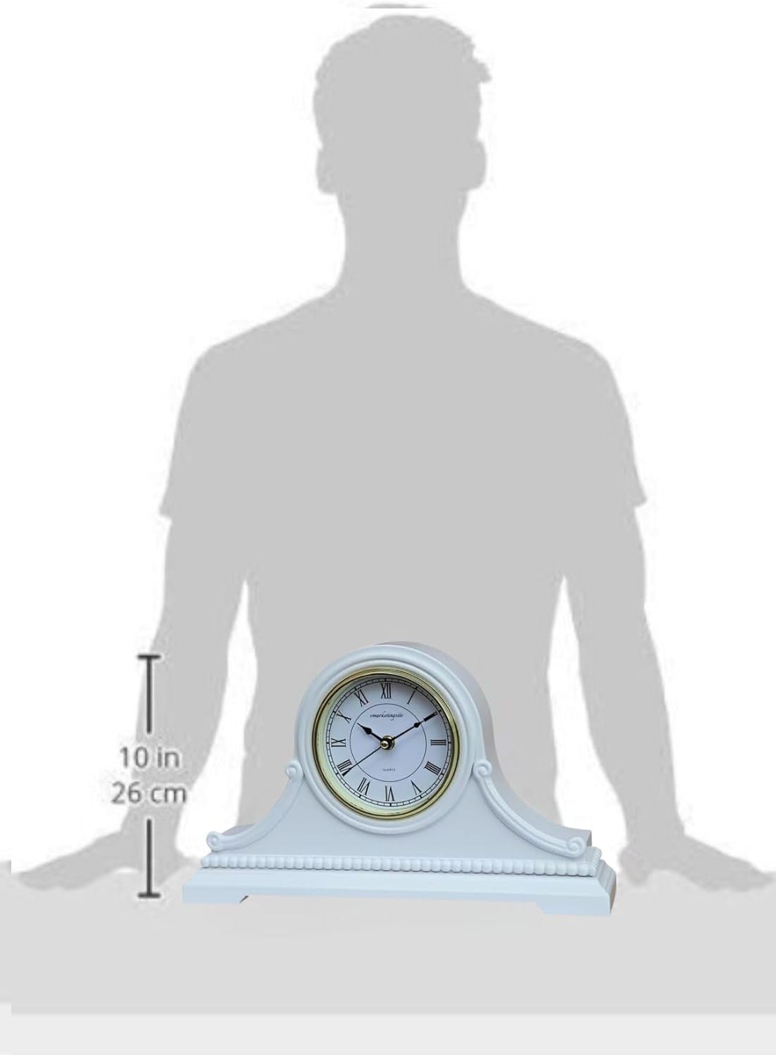 Mantel Clocks, Battery Operated, Silent Wood Table Clock with Westminster Chimes On The Hour, Solid Wooden Shelf