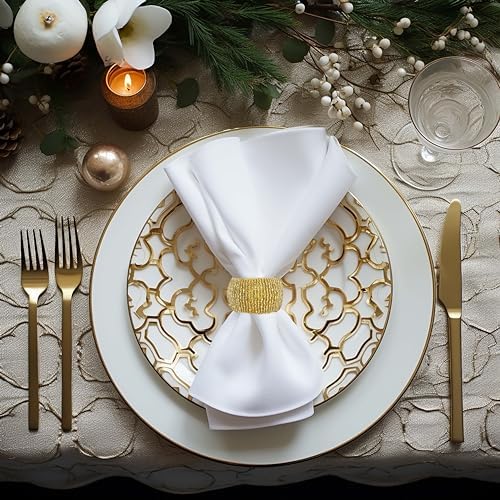 COTTON CRAFT Glitz Handmade Beaded Napkin Rings - Set of 12 - Gold