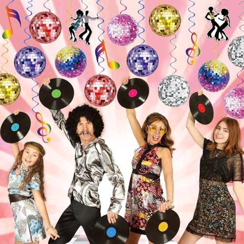 40Pcs Disco Party Hanging Swirl Decorations Disco Ball Hanging Swirls Disco Party Decorations 70s Party Hanging Swirls Ceiling Decor for Disco Themed 1970s Birthday Party Favors Supplies