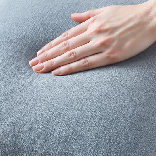 MIULEE Boho Linen Fringe Decorative Throw Pillow Covers Light Blue 18x18