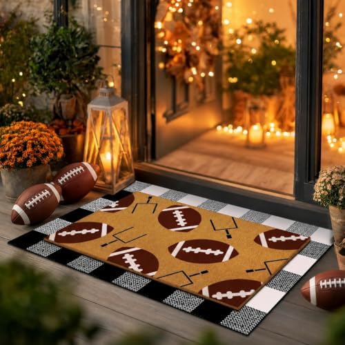 Tinideya 2 Pcs Football Layered Doormat Set for Front Porch Decor