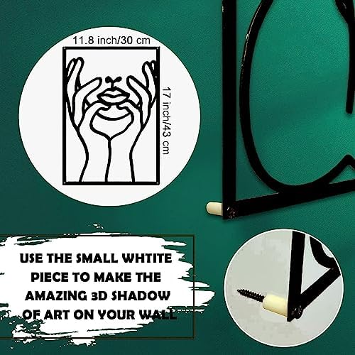 Glamativity 4 Pack Black Wall Art Décor, Minimalist Décor Single Line Art Wall Décor, Real Metal Wall Art, Woman's Body