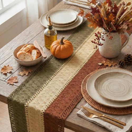 Artoid Mode Caramel Brown Coffee Farmhouse Rustic Table Runner 12x72 Inch