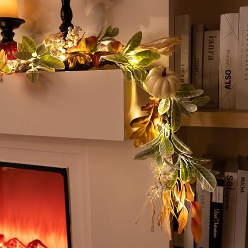 Valery Madelyn 6ft Fall Garland for Mantle with Pumpkins