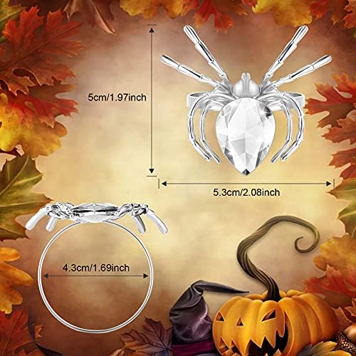 Patelai 8 Piece Halloween Metal Spider Napkin Rings for Dinner,Silver