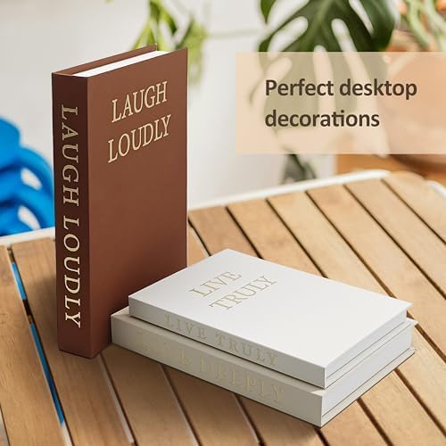 Aesthetic Decorative Books, Set of 3 Linen Faux Books for Decoration