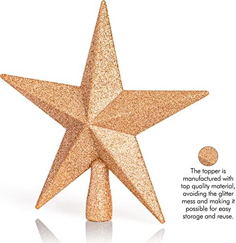Glitter Star Christmas Tree Topper 8" Champagne Xmas Holiday Decor Ornament