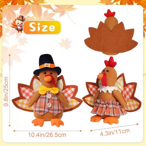 Thanksgiving Decorations Indoor 10.4inch Turkey Stuffed Animal Home Decor Fall Gifts Thanksgiving Party Turkey Plush Doll Tired Tray Table Decor