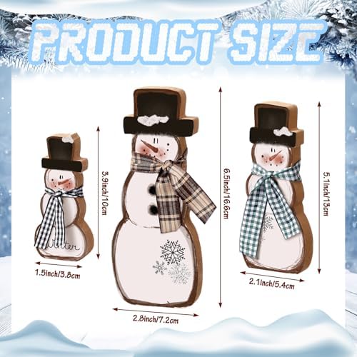 Suzile 3 Pcs Winter Snowman Table Decorations, Brown