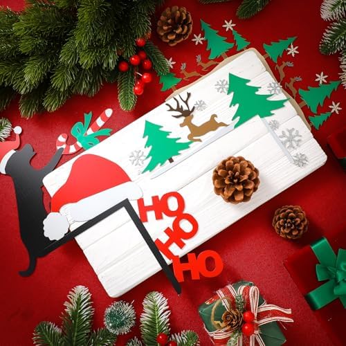 Morningro 4 Pcs Christmas Themed Door Frame Topper Metal Wall Art