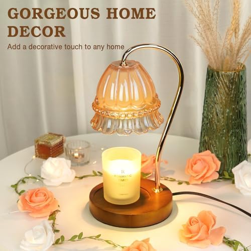 Funistree Flower Candle Warmer Lamp with Timer, Dimmable Candle Lamp Warmer, Christmas Birthday Gifts for Women Mom