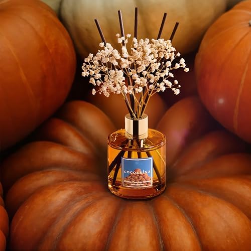 COCORRÍNA Reed Diffuser - Morton Pumpkin Harvest Reed Diffuser Set with 8 Sticks & Preserved Baby's Breath, Reed