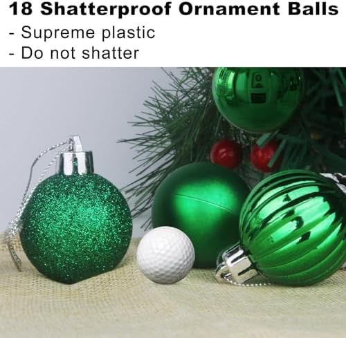 Emerald Green 3.2" Large Christmas Balls - Christmas Tree Decoration Ornaments Shatterproof Hanging Balls for Birthday St. Patrick's Day Easter Mardi Gras Holiday Wedding Decorations Set of 18pcs