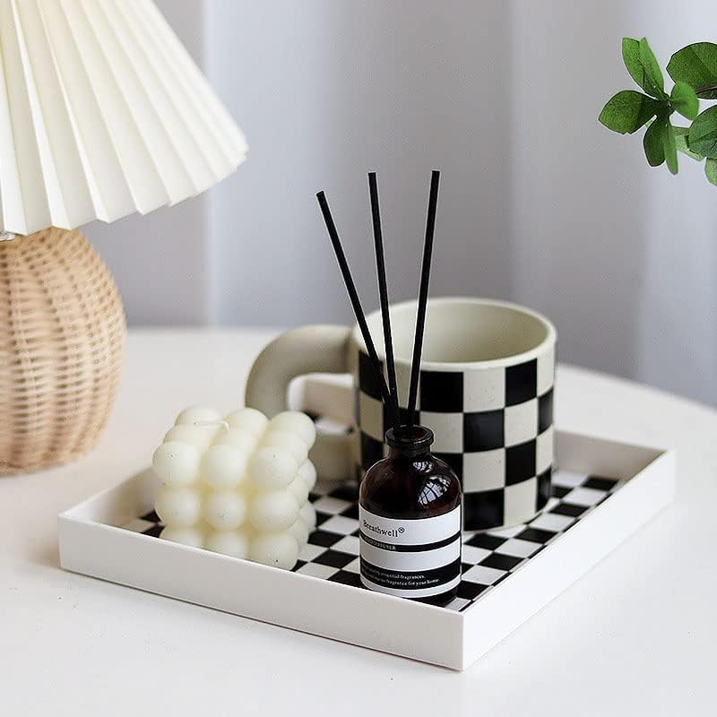 Checkered Decorative Tray / White Checkered