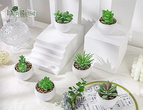 Succulents Plants Artificial in Pots Small Fake Plants / Green / Set of 6
