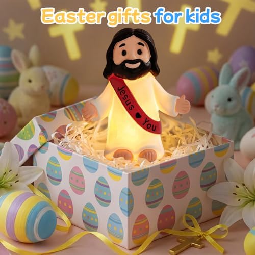 Jesus Resin Figurine,Christian Decor Gift for Mom,Mother's Day,Jesus Night Light Statue Gift for Mom,Figure for Home Office Table Decor Religious Gift