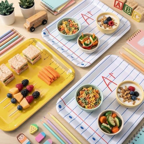 4 Pieces Back to School Serving Trays Melamine Platters