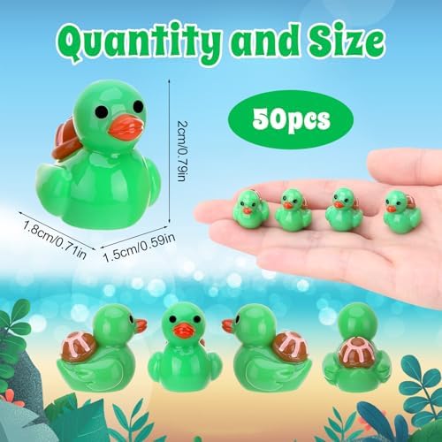 50 Pcs Turtle Ducks Toy Figures, Mini Turtle Resin Ducks Bulk