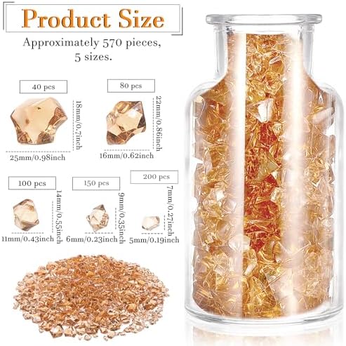 Syhood 570 Pcs Amber Acrylic Gems Plastic Crystals