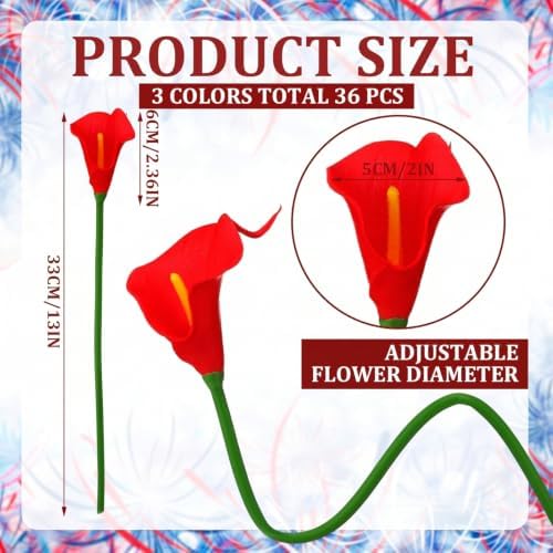 Hoteam 36 Pcs Halloween&Fall Flower Picks 14", Red,White,Blue