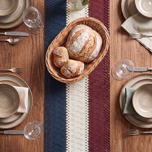 Artoid Mode Blue Beige Red Farmhouse Rustic Table Runner 12x48 Inch