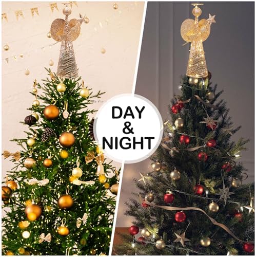 Noiclub Christmas Tree Topper Star Glitter Angel for 6-8FT Christmas Trees