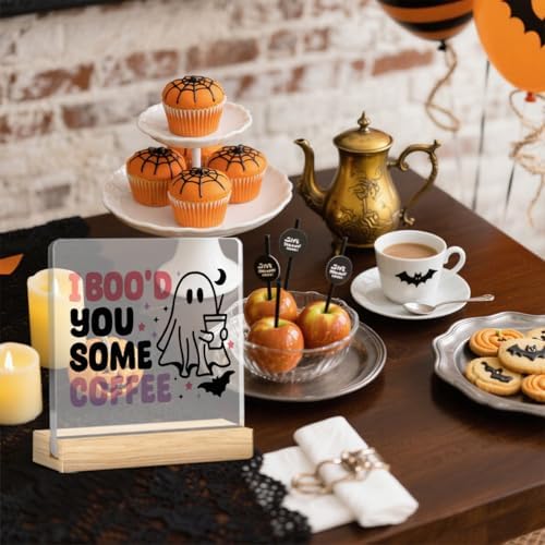 Halloween Coffee Sign Decor for Home Office Coffee Bar Station Table