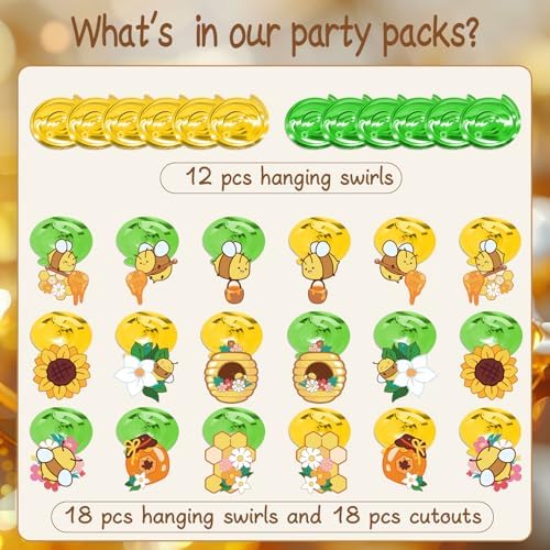 Bee Hanging Swirls, 48 Pcs