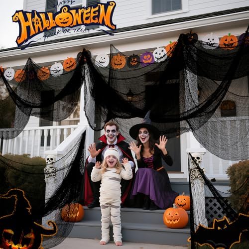 Land Guard Halloween Gauze Cloth, Black Creepy Cloth, 40×200 Inch Creepy Fabric Halloween for Haunted House Supplies, Party Outdoor, Indoor