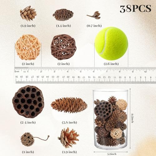 DomeStar 38 PCS Pine Cone Set for Bowl Centerpiece, Natural Bowl Fillers