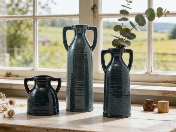 Rustic Vases Set for Flower Centerpieces Pampas Grass / 105-blue / Set of 3