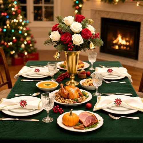 6pcs Poinsettia Napkin Rings for Fall Party Christmas Dinner