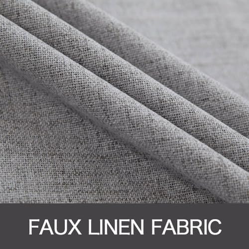 MIULEE 100% Blackout Linen Curtains for Bedroom 52x84 Inches Grey