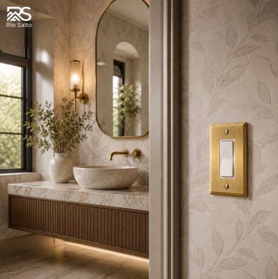 Rio Salto BRASS Gold Light Switch Covers Plates Outlet Covers Rocker Switch Plates Brushed Gold 10 Pack Decorative