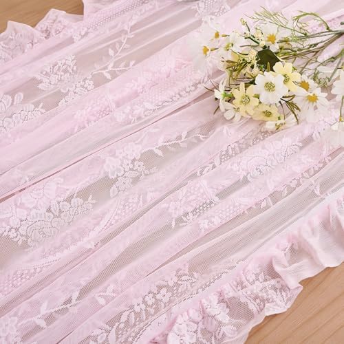 Pink Lace Tablecloth Vintage Table Cloth (Pink,55”x70”,Rectangular)