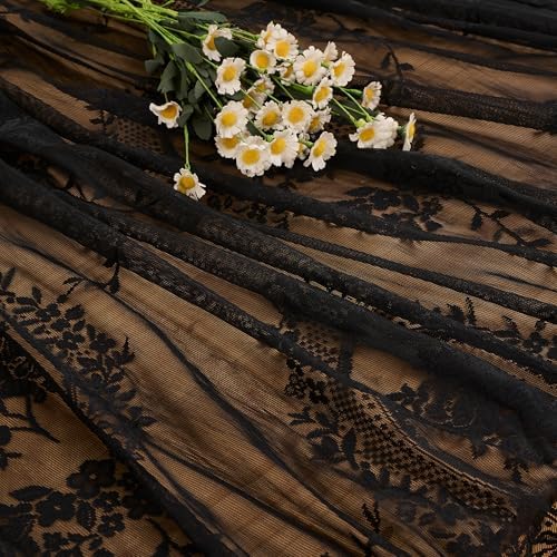 Black Lace Tablecloth Vintage Table Cloth(Black,95”x55”,Rectangular)
