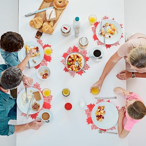 Christmas Placemats Set of 8,Red Flower Placemat Round Vinyl Table Mats for Kitchen Dinning Holiday Home Decoration