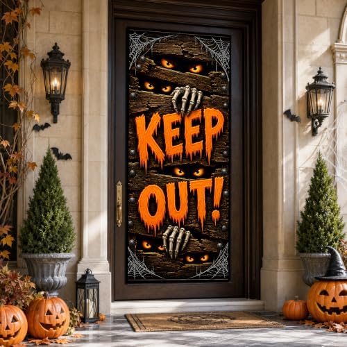 Halloween Door Decorations - Halloween Keep Out Door Cover