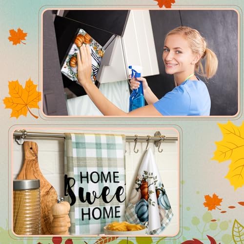 Geyoga Set of 6 Fall Kitchen Towels Autumn Dish Towels Pumpkin Hand Towel