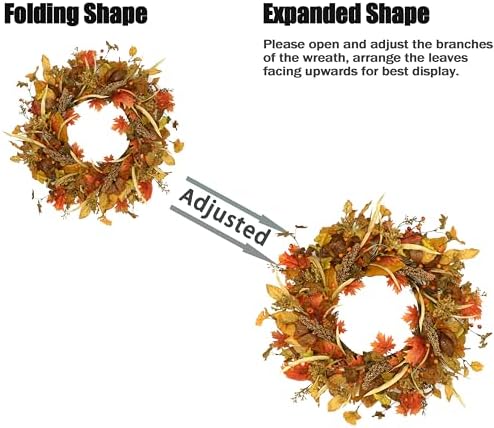AMF0RESJ Fall Wreaths for Front Door Autumn Door Wreath for Home Decor
